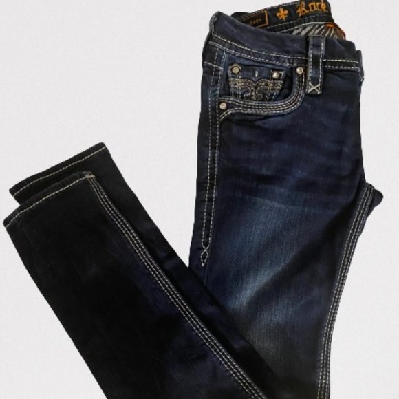 ROCK REVIVAL AXTEEN SKINNY STRETCH WOMEN JEANS Tag SZ 27 MEASURE Sz WAIST 29 3/4 - Picture 4 of 16